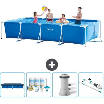 Piscine Cadre Rectangulaire Intex Piscine - 450 x 220 x 84 cm - Bleue - Accessoire Inclus CB5