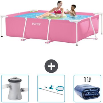 Piscine Cadre Rectangulaire Intex Piscine - 220 x 150 x 60 cm - Rose - Accessoires Inclus CB81