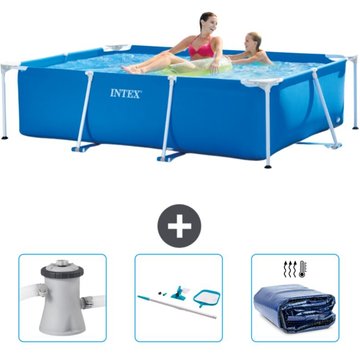 Piscine Cadre Rectangulaire Intex Piscine - 220 x 150 x 60 cm - Bleue - Inclus Accessoire CB81