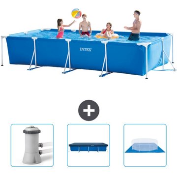 Piscine Cadre Rectangulaire Intex Piscine - 450 x 220 x 84 cm - Bleue - Inclus Accessoire CB76