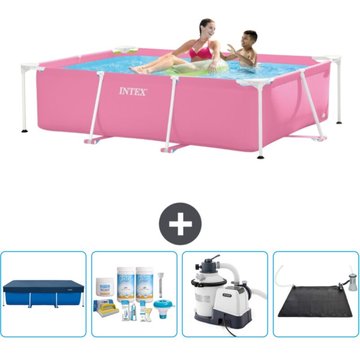 Piscine Cadre Rectangulaire Intex - 220 x 150 x 60 cm - Rose - Inclus Accessoires CB62 - Rose