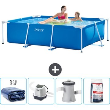 Piscine Cadre Rectangulaire Intex Piscine - 220 x 150 x 60 cm - Bleue - Accessoires Inclus CB54