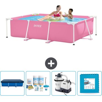 Piscine Cadre Rectangulaire Intex - 220 x 150 x 60 cm - Rose - Accessoires Inclus CB60 - Rose