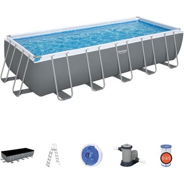 Piscine Démontable Tubulaire Bestway Power Steel 640x274x132 cm Pompe de Filtration Épurateur à Cartouche de 5 678 L/H avec Bâche et Échelle