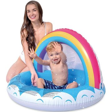 Piscine enfant Rainbow Blow up Kiddie Pool Gonflable Mini Piscine Water Baby Shade Beach Tent Pool 90 * 65CM Portable Wading Pool avec Canopy for
