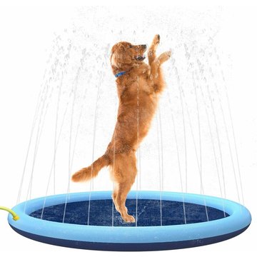 Piscine enfant XL-170CM Splash Sprinkler Pad pour Chiens Enfants, Piscine Épaissie Antidérapante pour Chien avec Arroseur, Pet Summer Outdoor Play