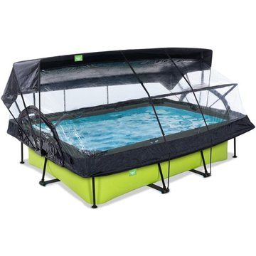 Piscine couverte EXIT TOYS Lime 300x200x65 cm avec voile d'ombrage et pompe filtrante - vert