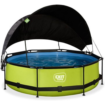 Piscine EXIT Lime ø300x76cm avec voile d'ombrage et pompe filtrante - vert