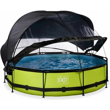 Piscine EXIT TOYS couverte Lime ø360x76cm avec voile d'ombrage et pompe filtrante - vert