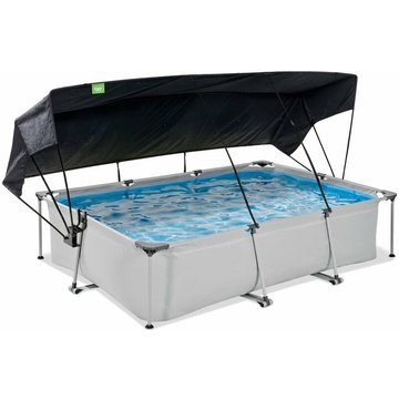 Piscine EXIT TOYS Soft Grey 300x200x65cm avec pompe filtrante et voile d'ombrage - Gris