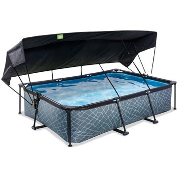 EXIT TOYS - Piscine EXIT Stone 300x200x65 cm avec voile d'ombrage et pompe filtrante - grise
