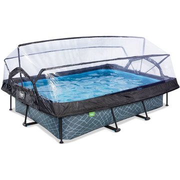 Piscine EXIT TOYS Stone 300x200x65cm avec pompe filtrante et dôme - grise