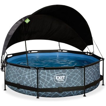 Piscine EXIT TOYS Exit Stone ø300x76cm avec voile d'ombrage et pompe filtrante - grise