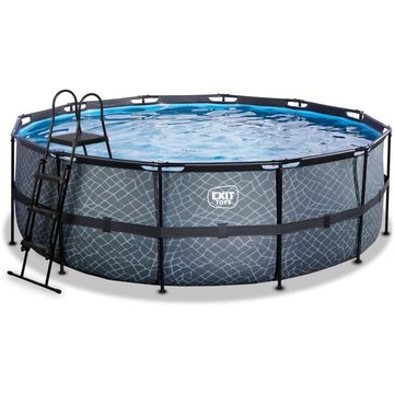 Piscine EXIT TOYS Stone ø427x122cm avec pompe filtrante à sable - grise