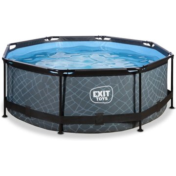 Piscine EXIT TOYS Stone ø244x76cm avec pompe filtrante - grise