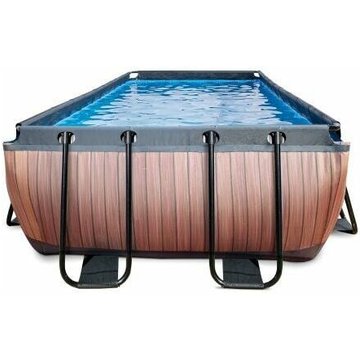EXIT TOYS - Piscine EXIT WOOD 400x200x100 cm avec pompe filtrante - marron