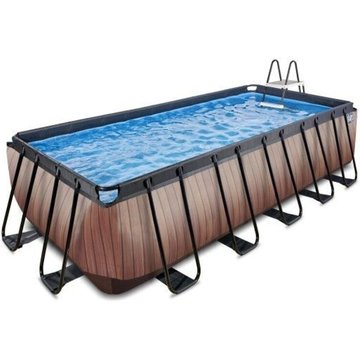 Piscine EXIT TOYS Wood 540x250x122 cm avec pompe filtrante à sable - Marron