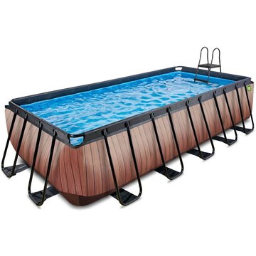 Piscine EXIT TOYS Wood 540x250x122cm avec pompe filtrante - Marron
