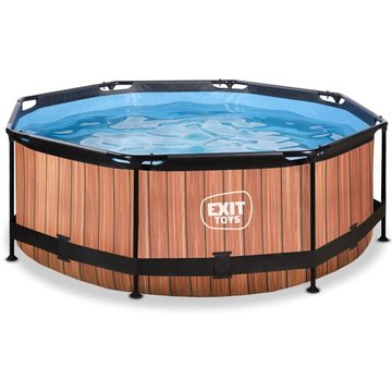 EXIT TOYS - Piscine EXIT TOYS Wood Ø244x76cm avec pompe filtrante - marron