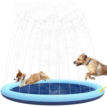 Piscine gonflable 150CM -Splash Sprinkler Pad pour Chiens Enfants, Piscines de Bain Épaissies Durables pour Animaux de Compagnie Antidérapantes