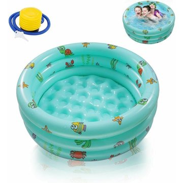 TUMALAGIA - Piscine Gonflable 3 Anneaux, Pataugeoire Gonflable Ronde, Baignoire Gonflable, Piscine pour Enfants Intérieur et Extérieur 100 cm 35