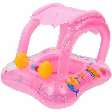 TUMALAGIA - Piscine Gonflable Enfant Été Type Bateau Cartoon Clochette avec Auvent Anti-Soleil Anneau de Natation Flotteur Jouet de Piscine Flottante