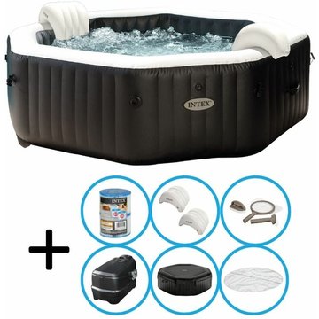 Spa Jet & Bubble Deluxe - Jacuzzi Intex Piscine - 201 x 71 cm - Noir - Avec kit de maintenance
