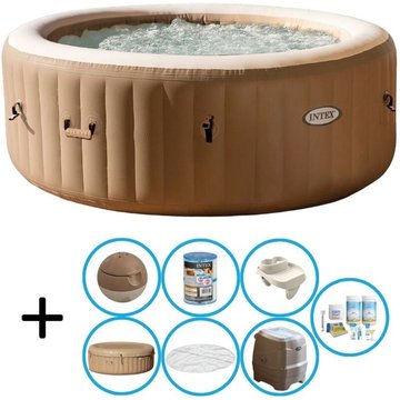 Intex Piscine Spa Bubble Massage Jacuzzi 196 x 71 cm Beige avec paquet d'entretien et porte-gobelet