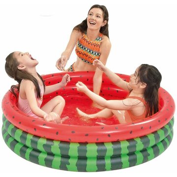 Piscine gonflable TUMALAGIA pour enfants 3 anneaux pastèque, pataugeoire 119,4 x 30,5 cm, piscine gonflable pour bébé, pataugeoire arrière-cour, centre de natation