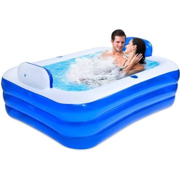 Piscine Gonflable - Rectangulaire Épaissi Piscine Gonflable, Pleine Grandeur pour Enfants Et Adultes, pour La Famille, Jardin, Extérieur, Arrière-Cour