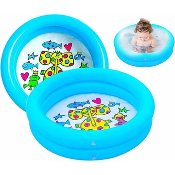 Piscine Gonflable Ronde WAHAISON 2 Pack, Pataugeoire Gonflable pour Enfants Bébé, Piscine de Jeu Extérieure à Jet d'eau, Couleur Bleu, 65x50cm