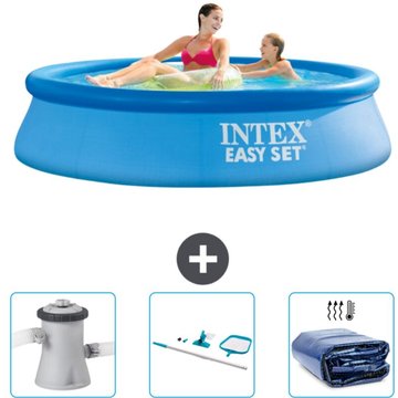Piscine gonflable ronde Easy Set Intex 244 x 61 cm bleue incluse accessoire CB81