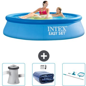 Piscine Gonflable Ronde Easy Set Intex - 244 x 61 cm - Bleue - Accessoire CB78 Inclus