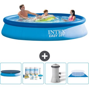 Intex Piscine - Piscine Gonflable Ronde Easy Set 366 x 76 cm - Bleue - Accessoire CB1 Inclus