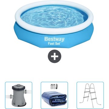 Piscine Gonflable Ronde Fast Set Bestway 305 x 66 cm - Bleue - Incluant Accessoire CB47