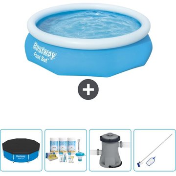 Piscine Gonflable Ronde Fast Set Bestway 305 x 76 cm - Bleue - Inclut Accessoire CB5