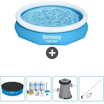 Piscine gonflable ronde Fast Set Bestway 305 x 66 cm - Bleue - Incluse accessoire CB5