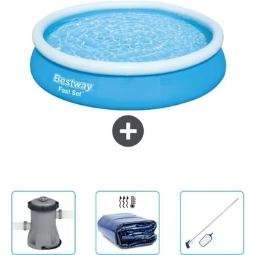 Piscine Gonflable Ronde Fast Set Bestway 366 x 76 cm - Bleue - Incluse Accessoires CB42