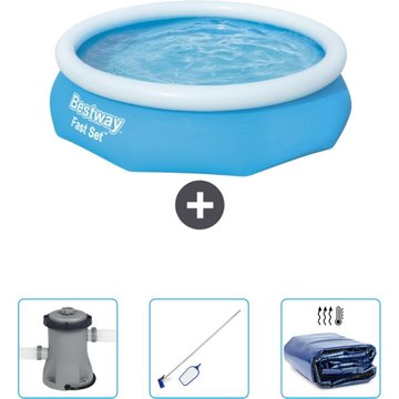 Piscine gonflable ronde Fast Set Bestway 305 x 76 cm - Bleue - Inclut accessoire CB45
