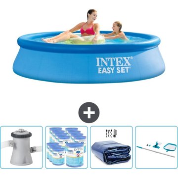 Piscine Gonflable Ronde Intex Easy Set - 244 x 61 cm - Bleue - Comprend des Accessoires CB90
