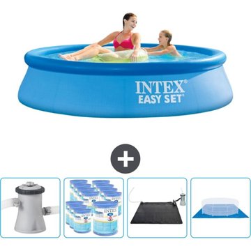 Piscine Gonflable Ronde Intex Easy Set - 244 x 61 cm - Bleue - Comprend des Accessoires CB91