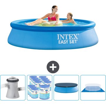Piscine gonflable ronde Intex Easy Set - 244 x 61 cm - Bleue - Comprend des accessoires CB88