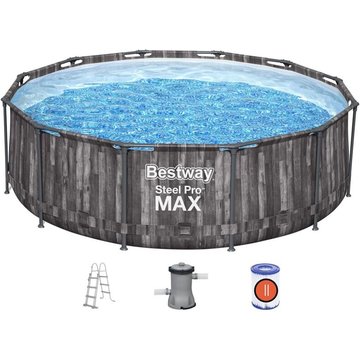 Piscine tubulaire ronde Bestway 366 x 100 cm - 9 150 l - motif bois - Steel Pro Max - 5614x - Bois