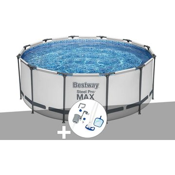 Kit piscine tubulaire Bestway Steel Pro Max ronde 3,66 x 1,22 m + kit d'entretien - Blanc