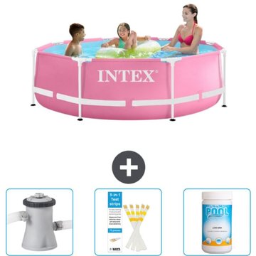 Piscine Intex Cadre Rond - 244 x 76 cm - Rose - Accessoires Inclus - Intex Piscine