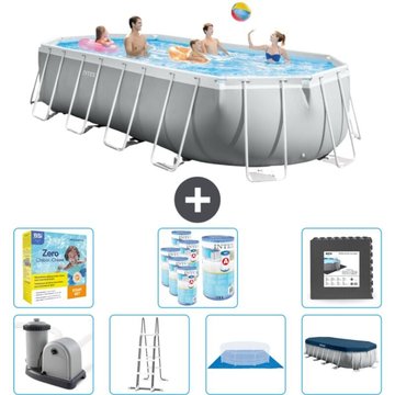 Piscine Intex Oval Prism Frame - 610 x 305 x 122 cm - Grise - Comprend des Accessoires CB49