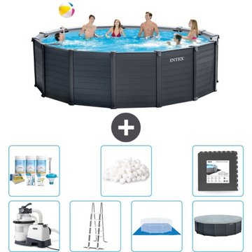 Piscine Intex Ronde Panneau Gris Graphite - 478 x 124 cm - Comprend des Accessoires CB43