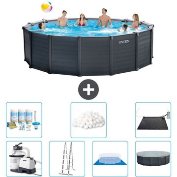 Piscine Intex Ronde Panneau Gris Graphite - 478 x 124 cm - Comprend des Accessoires CB44