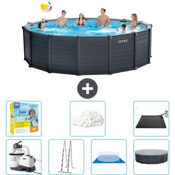 Piscine Intex Ronde Panneau Gris Graphite - 478 x 124 cm - Comprend des Accessoires CB50