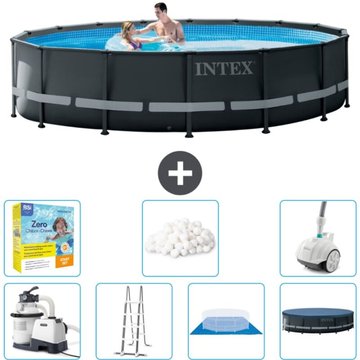 Piscine Intex Ultra XTR Frame ronde - 488 x 122 cm - Comprend des accessoires CB51 - Grise